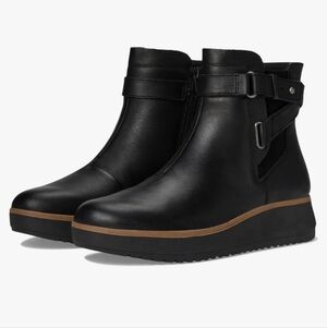 Clarks Black Leather Ankle Booties